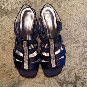 David Tate 7W Navy Satin Formal Shoes